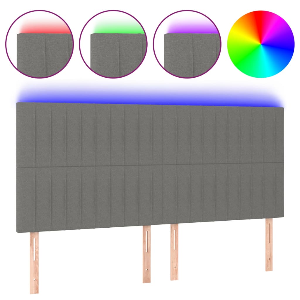 LED Headboard Dark Grey 160x5x118/128 cm Fabric