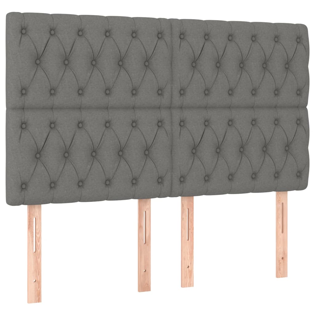 LED Headboard Dark Grey 144x7x118/128 cm Fabric