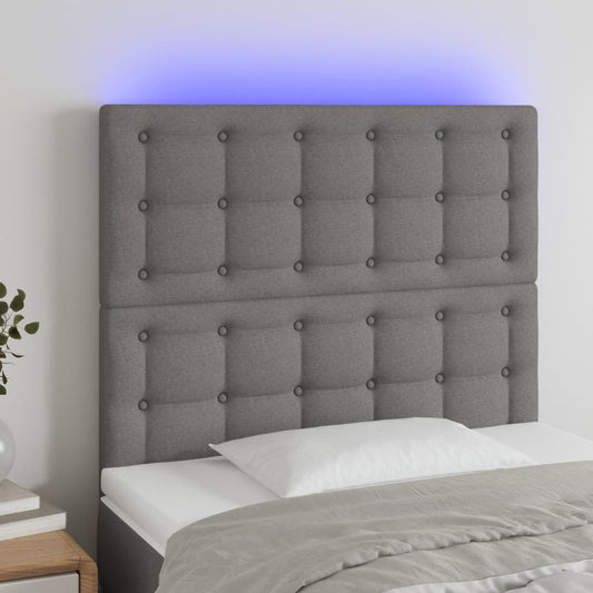 LED Headboard Dark Grey 80x5x118/128 cm Fabric