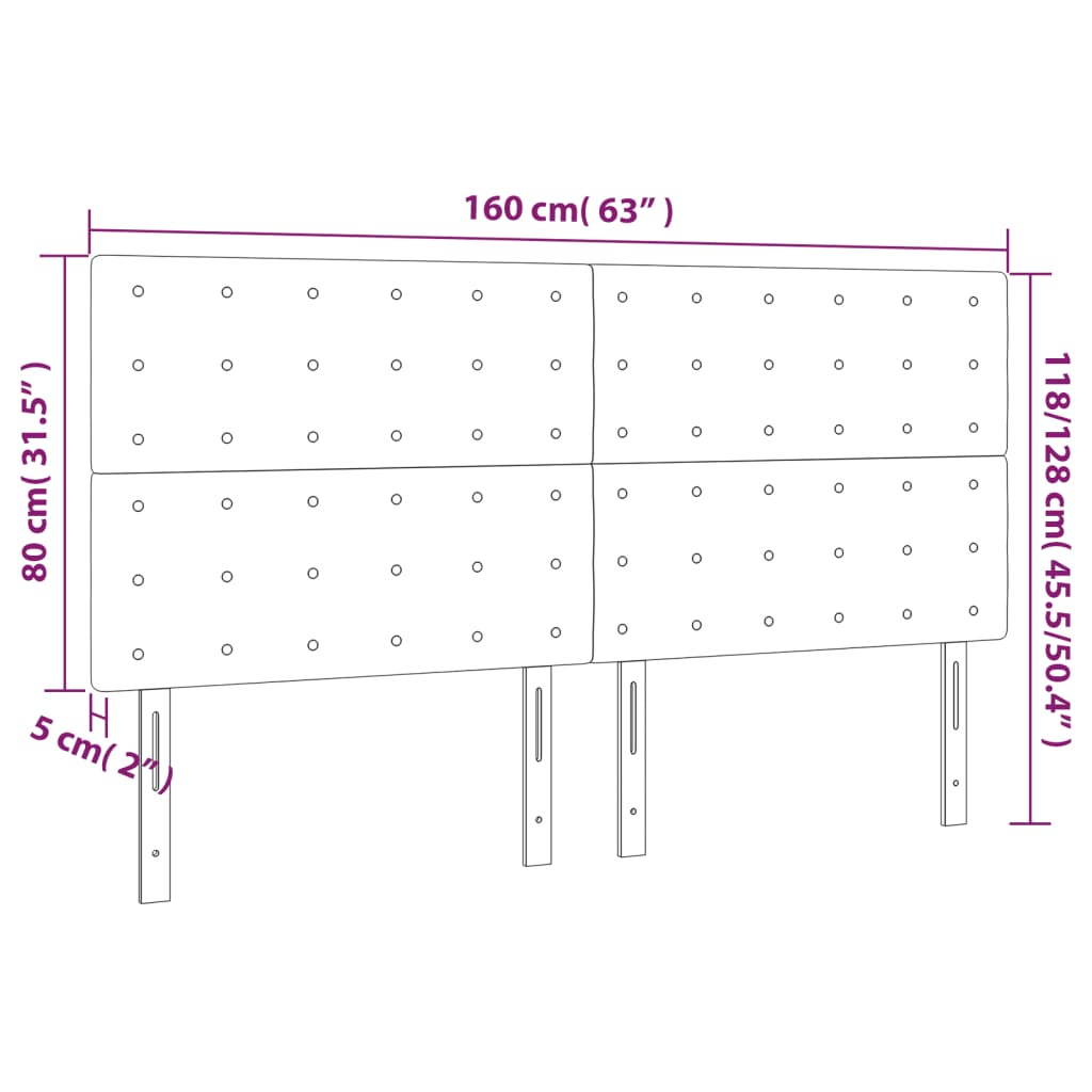 LED Headboard Dark Grey 160 cm Fabric