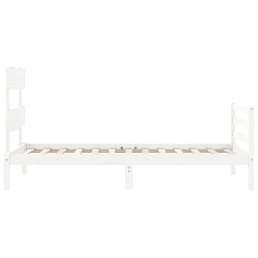 Bed Frame with Headboard White 92x187 cm Single Size Solid Wood