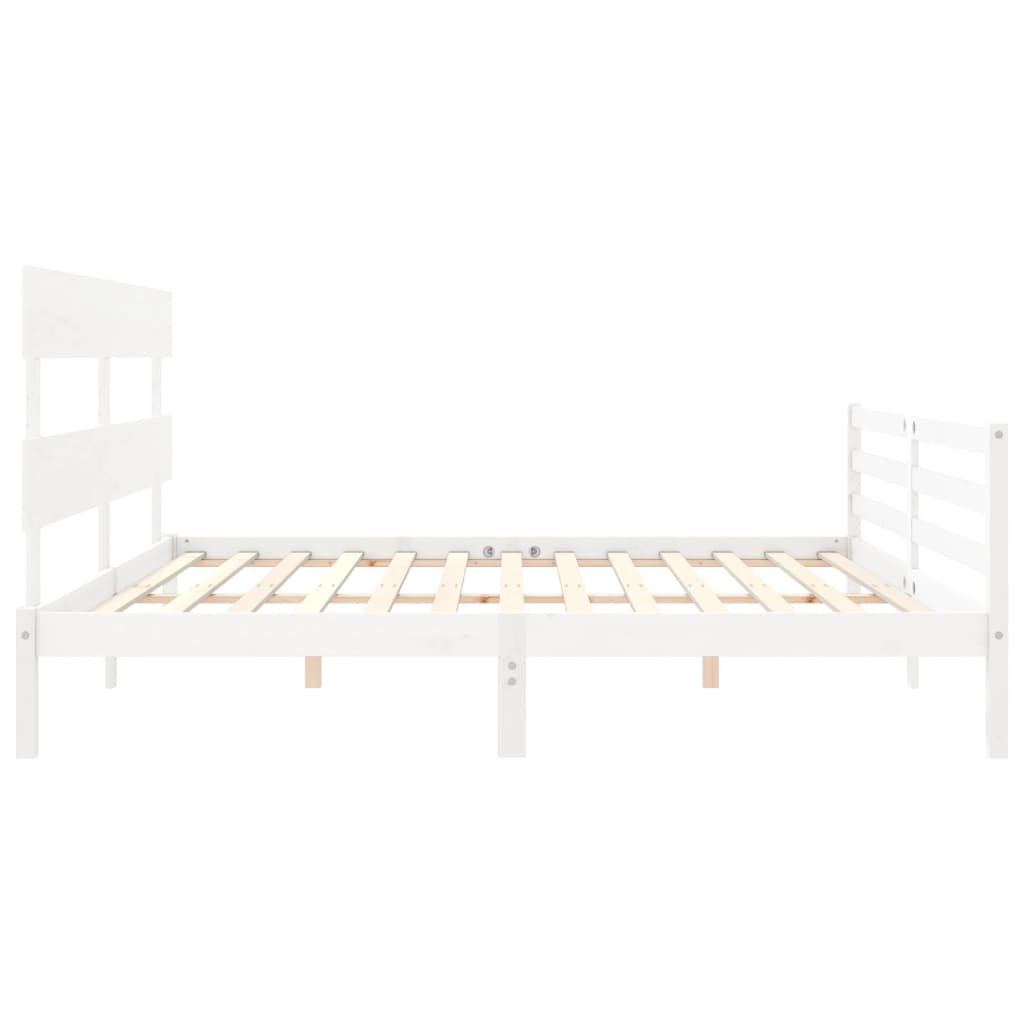 Bed Frame with Headboard White 183x203 cm King Solid Wood