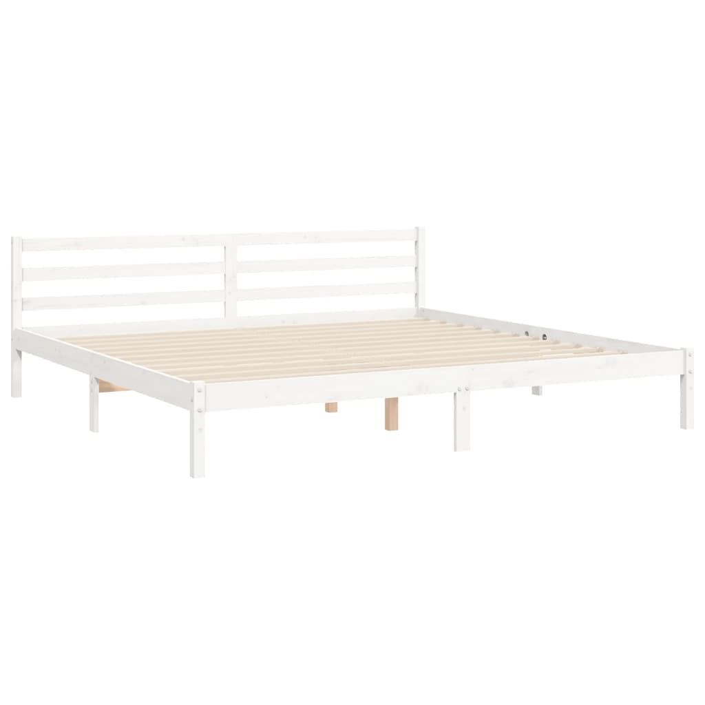 Bed Frame with Headboard White 183x203 cm King Solid Wood