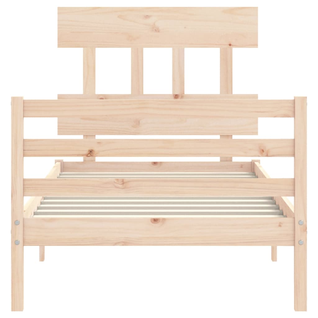 Bed Frame with Headboard 92x187 cm Single Size Solid Wood