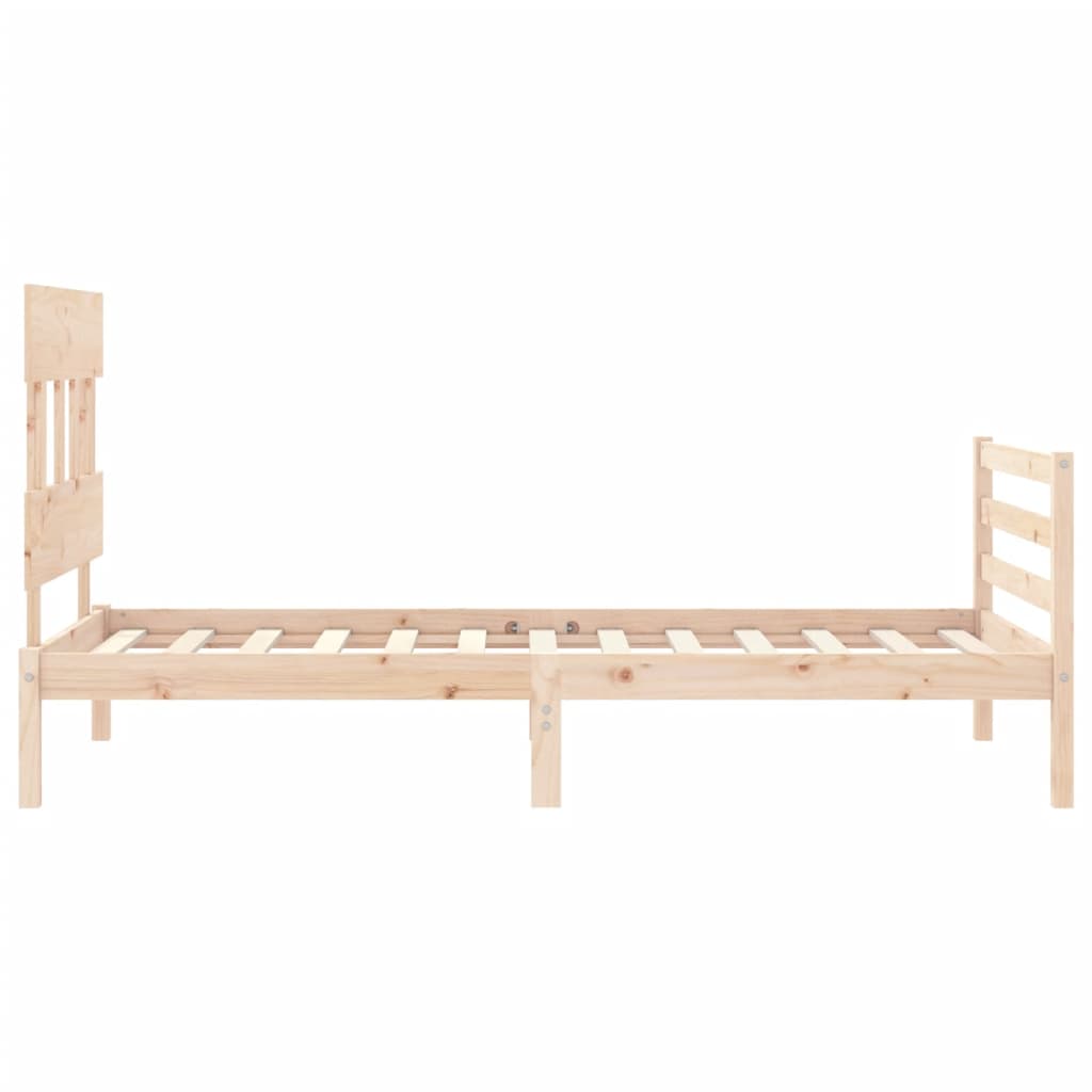 Bed Frame with Headboard 92x187 cm Single Size Solid Wood