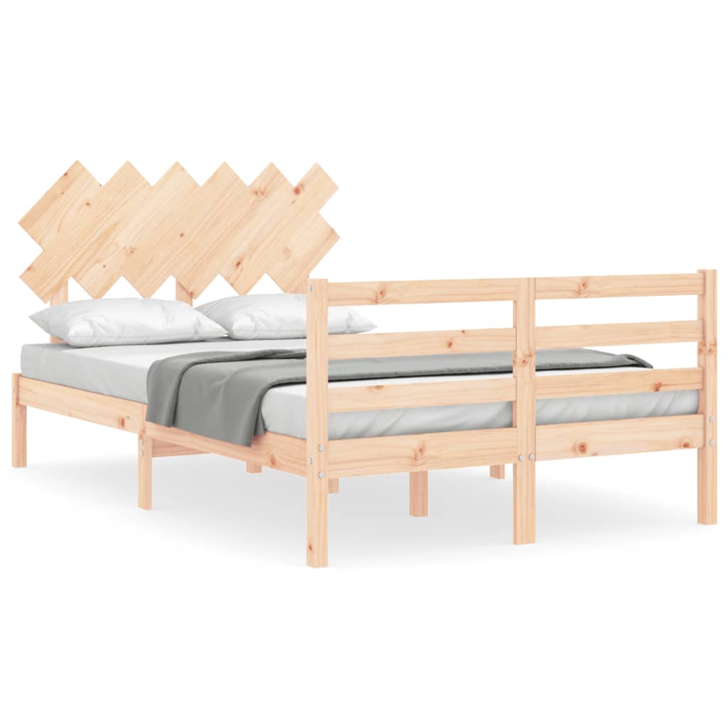 Bed Frame with Headboard 137x187 cm Double Solid Wood