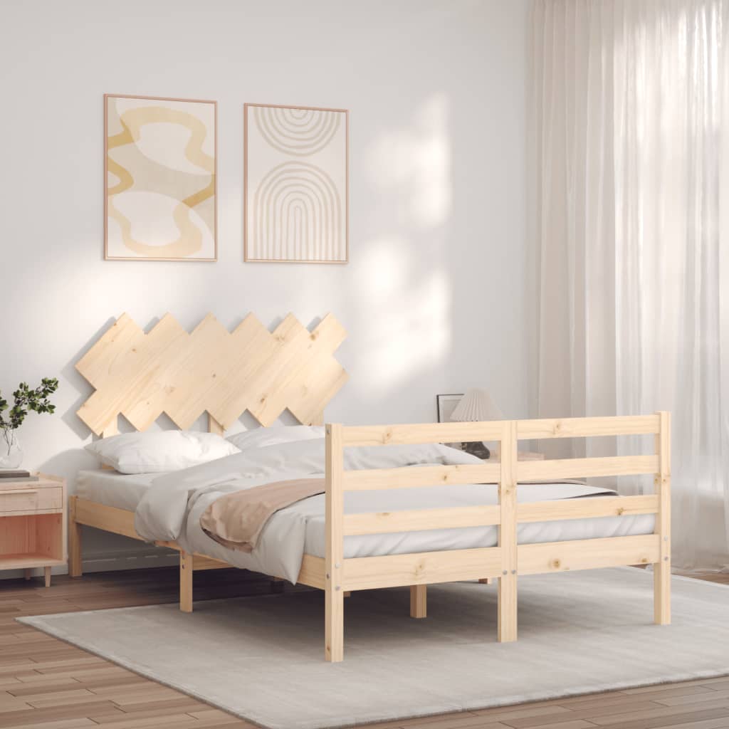 Bed Frame with Headboard 137x187 cm Double Solid Wood