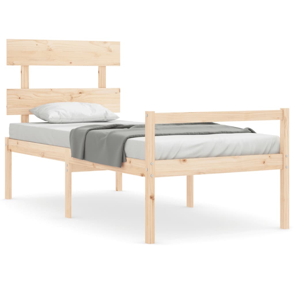 Senior Bed with Headboard 135x190 cm Solid Wood