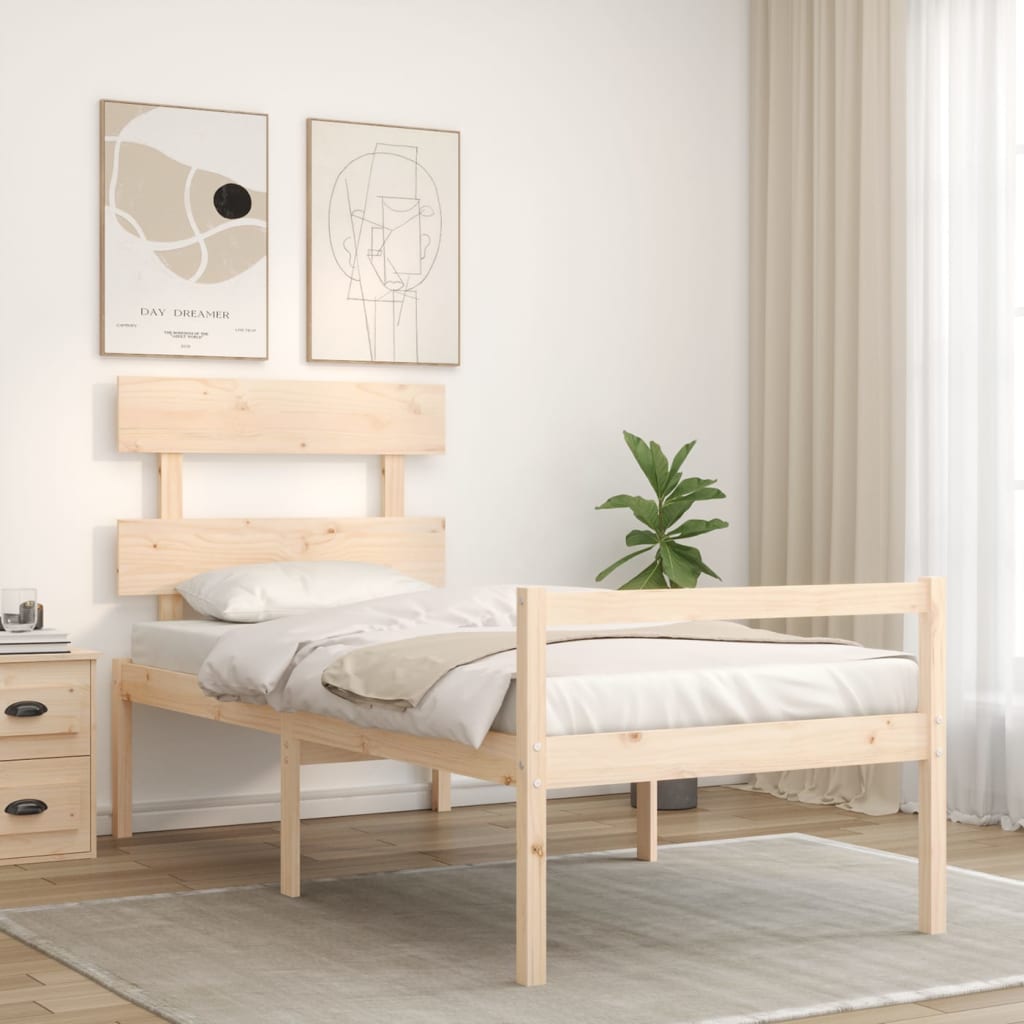 Senior Bed with Headboard 135x190 cm Solid Wood