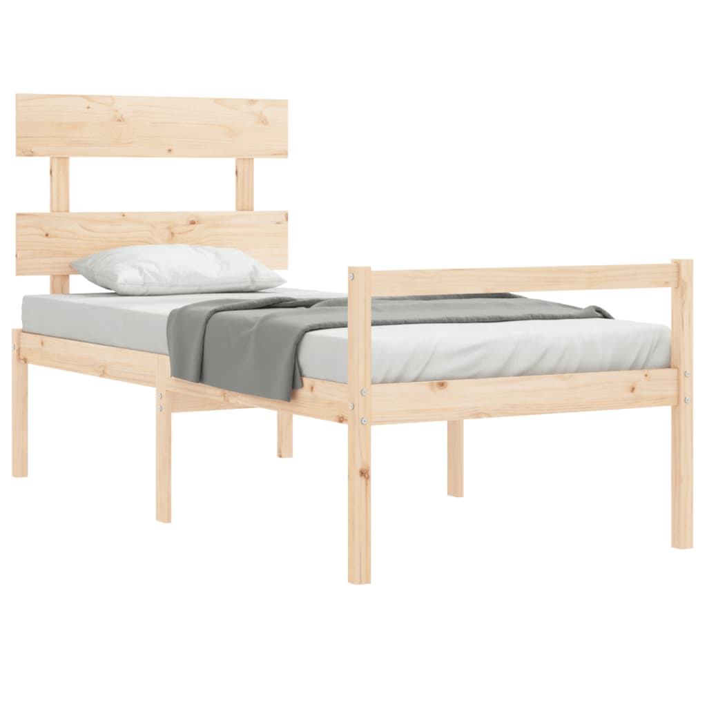 Senior Bed with Headboard 135x190 cm Solid Wood