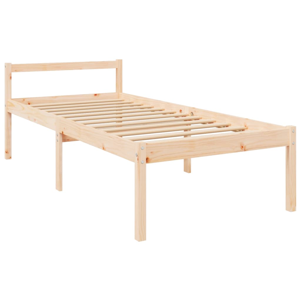 Senior Bed with Headboard 135x190 cm Solid Wood