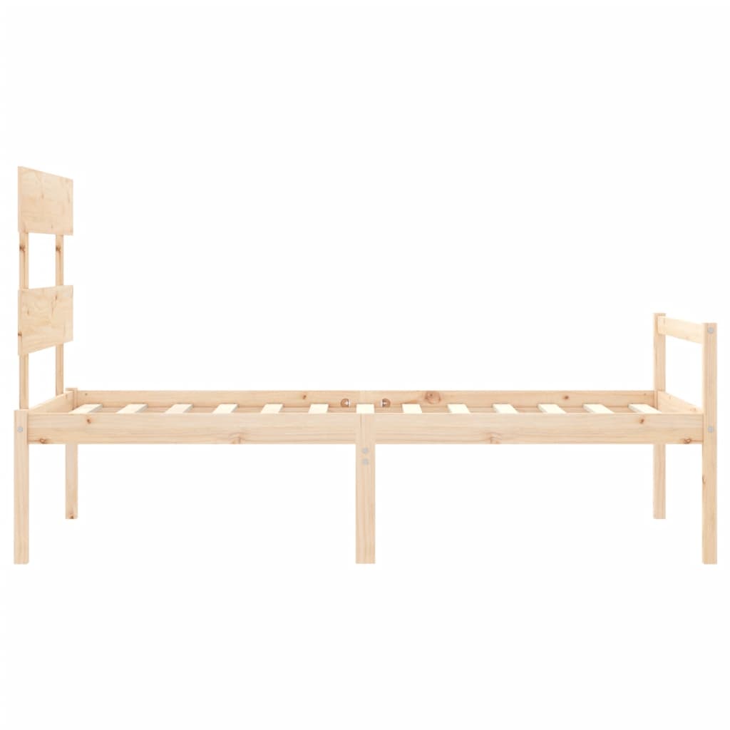 Senior Bed with Headboard 135x190 cm Solid Wood