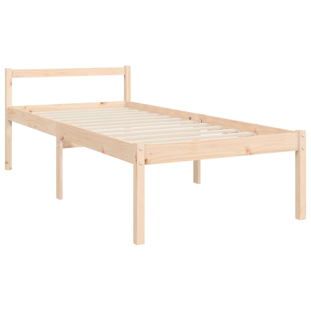 Senior Bed with Headboard 135x190 cm Solid Wood