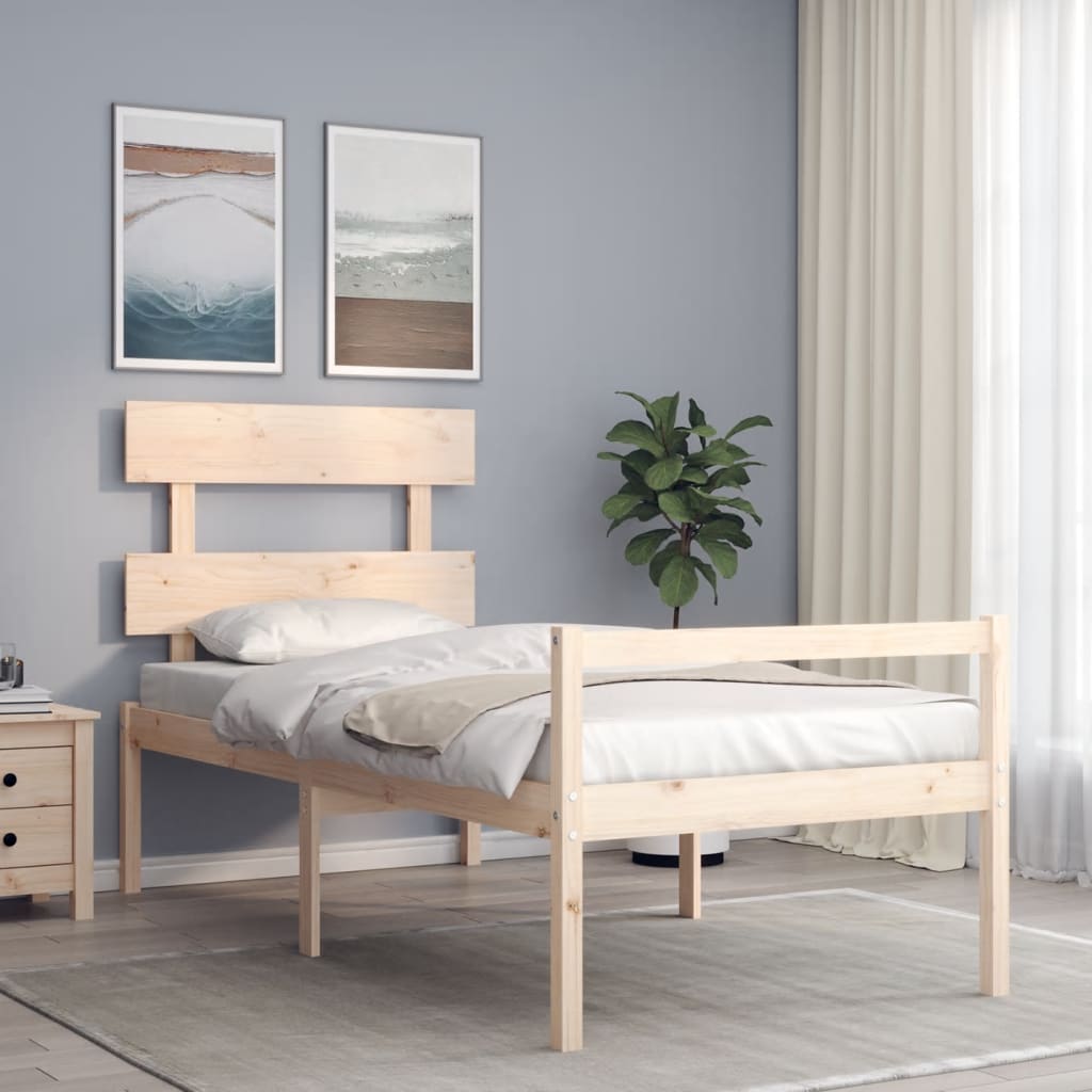 Senior Bed with Headboard 135x190 cm Solid Wood