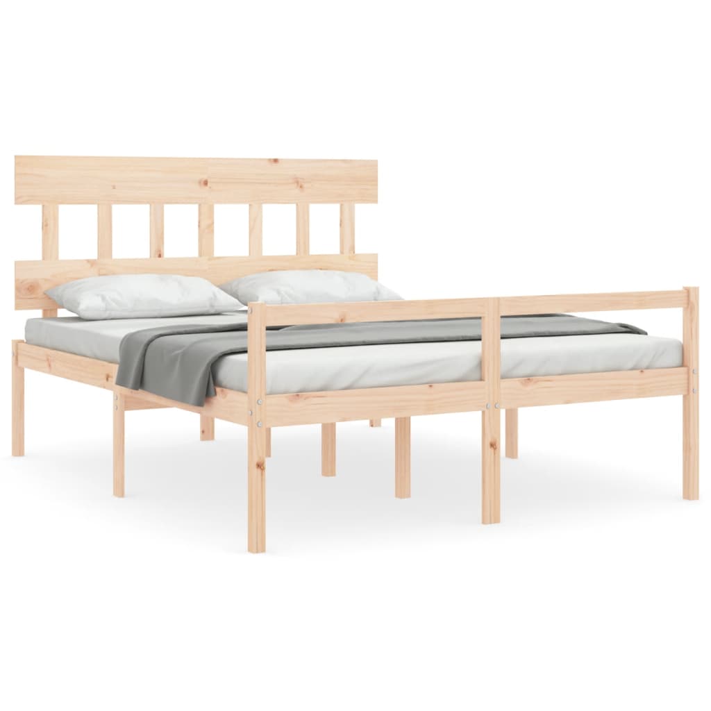 Senior Bed with Headboard King Size Solid Wood