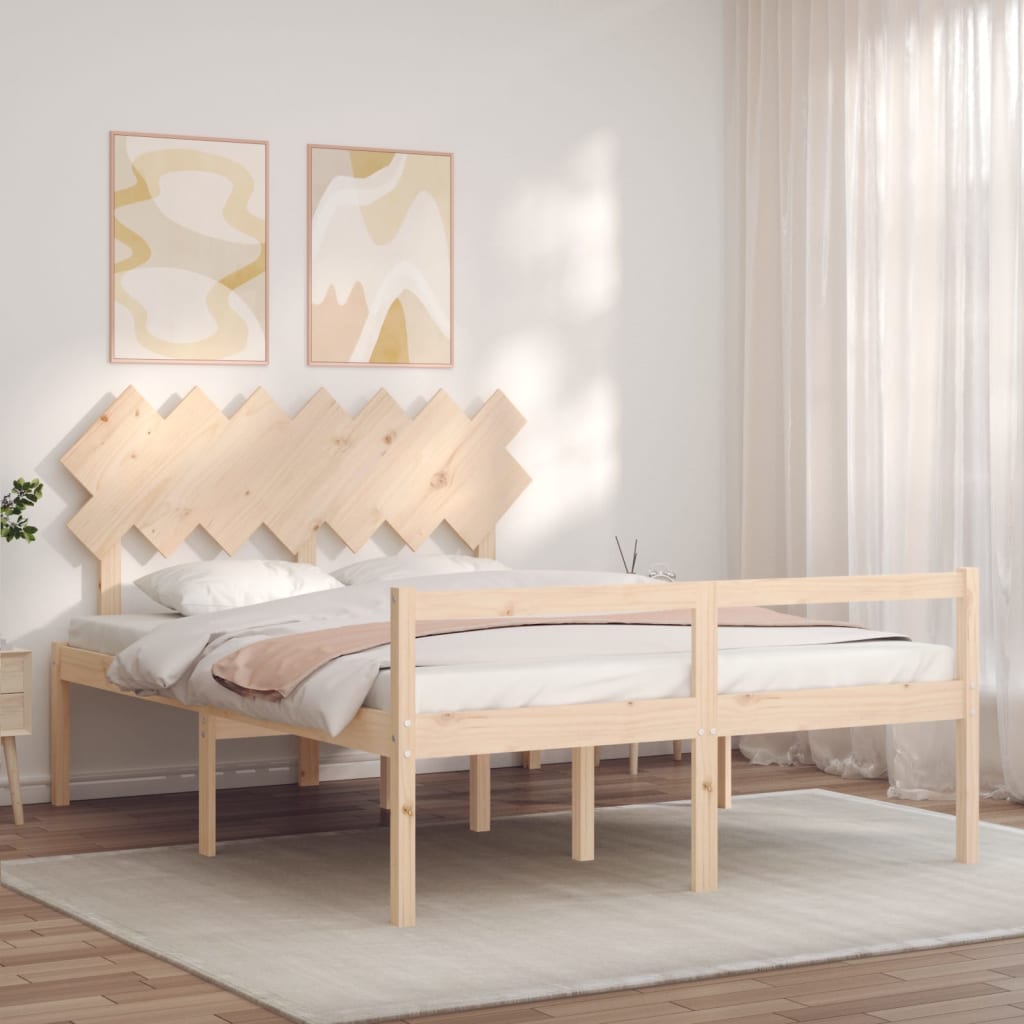 Senior Bed With Headboard King Size Solid Wood