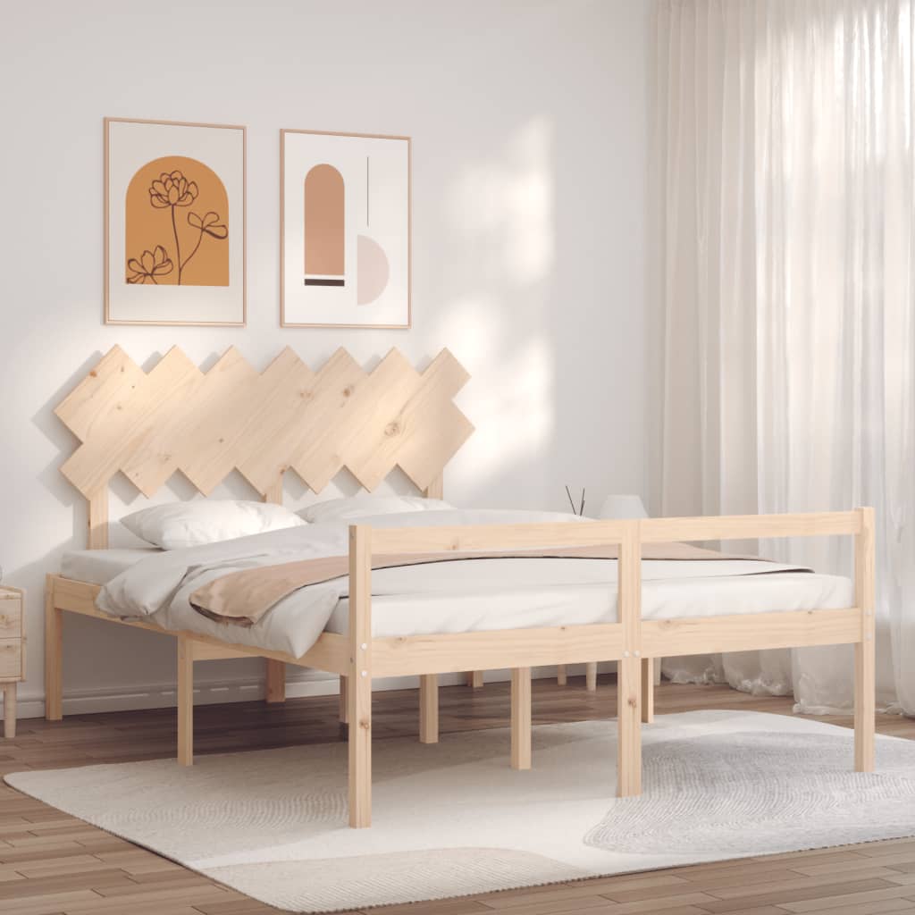 Senior Bed With Headboard King Size Solid Wood