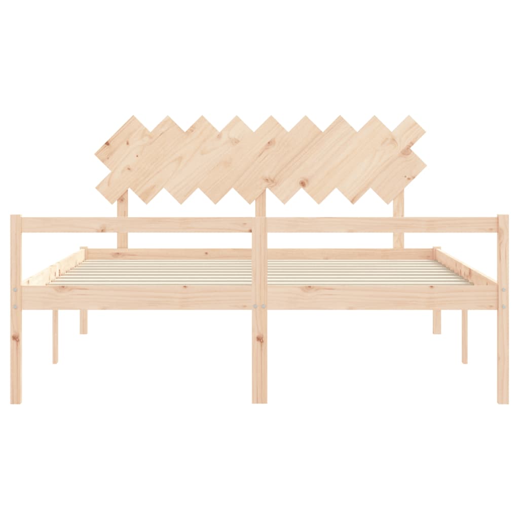 Senior Bed with Headboard 183x203 cm King Size Solid Wood