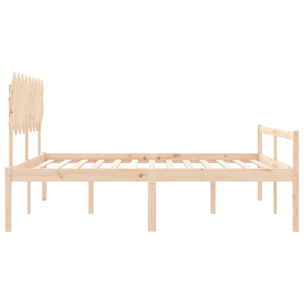 Senior Bed with Headboard 183x203 cm King Size Solid Wood