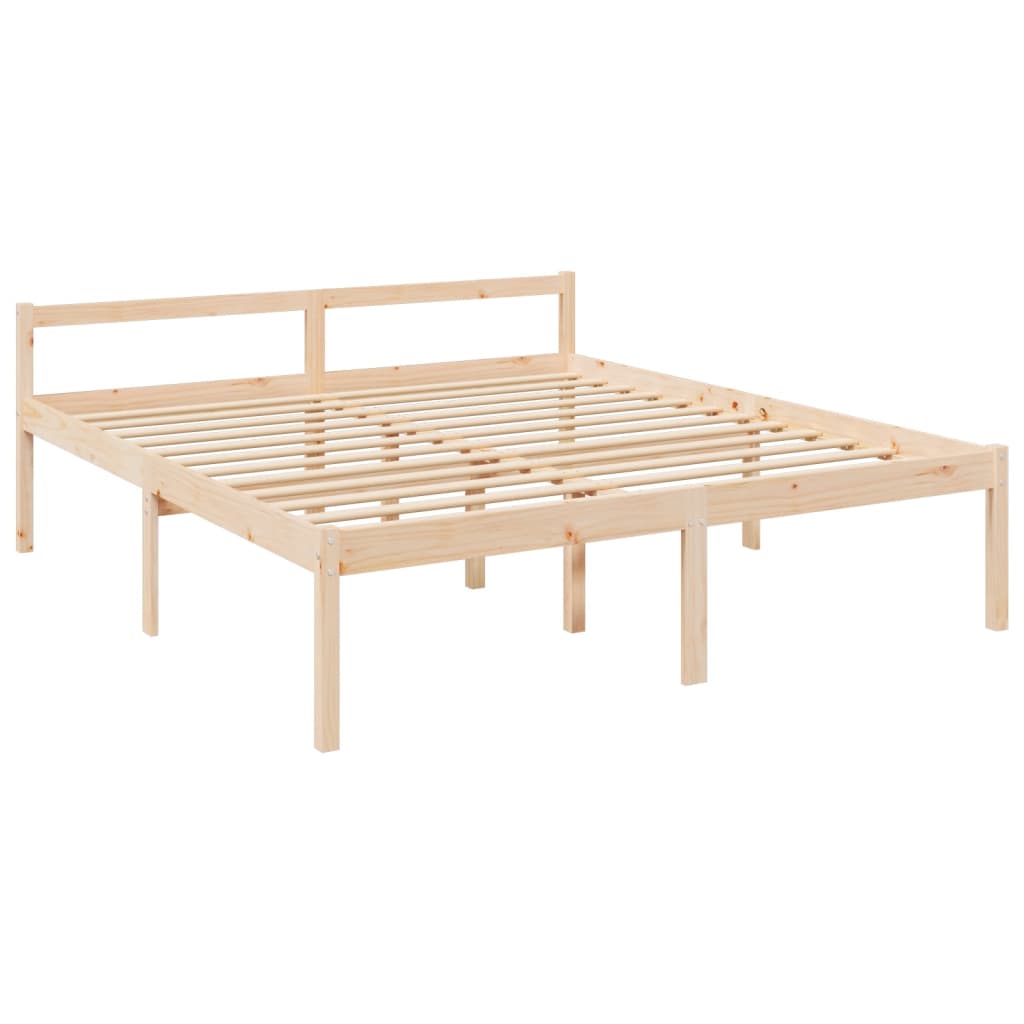 Senior Bed with Headboard 183x203 cm King Size Solid Wood