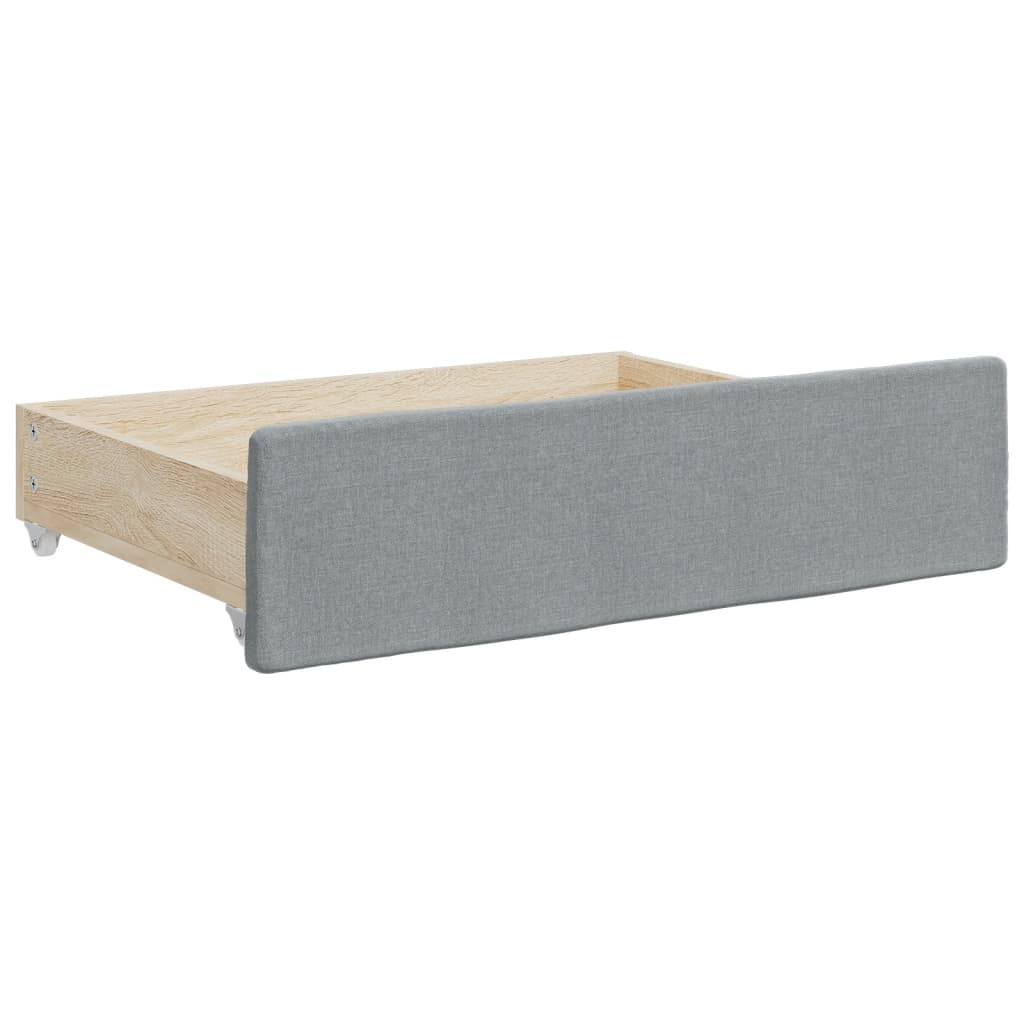 Daybed with Trundle and Drawers Light Grey 92x187 cm Single Size Fabric