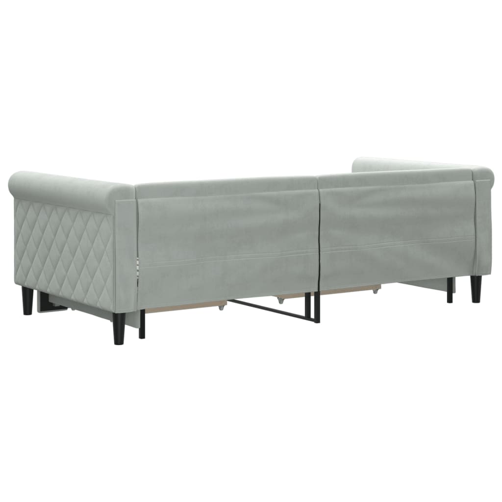 Daybed with Trundle and Drawers Light Grey 92x187 cm Single Size Velvet