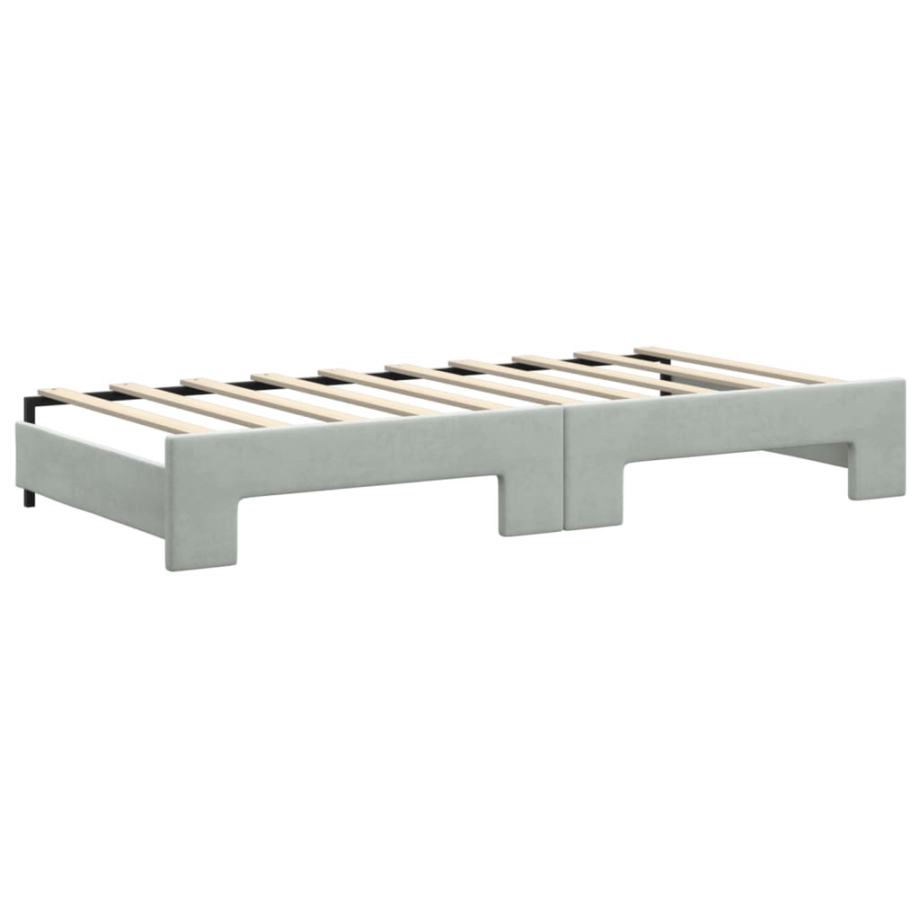 Daybed with Trundle and Drawers Light Grey 92x187 cm Single Size Velvet