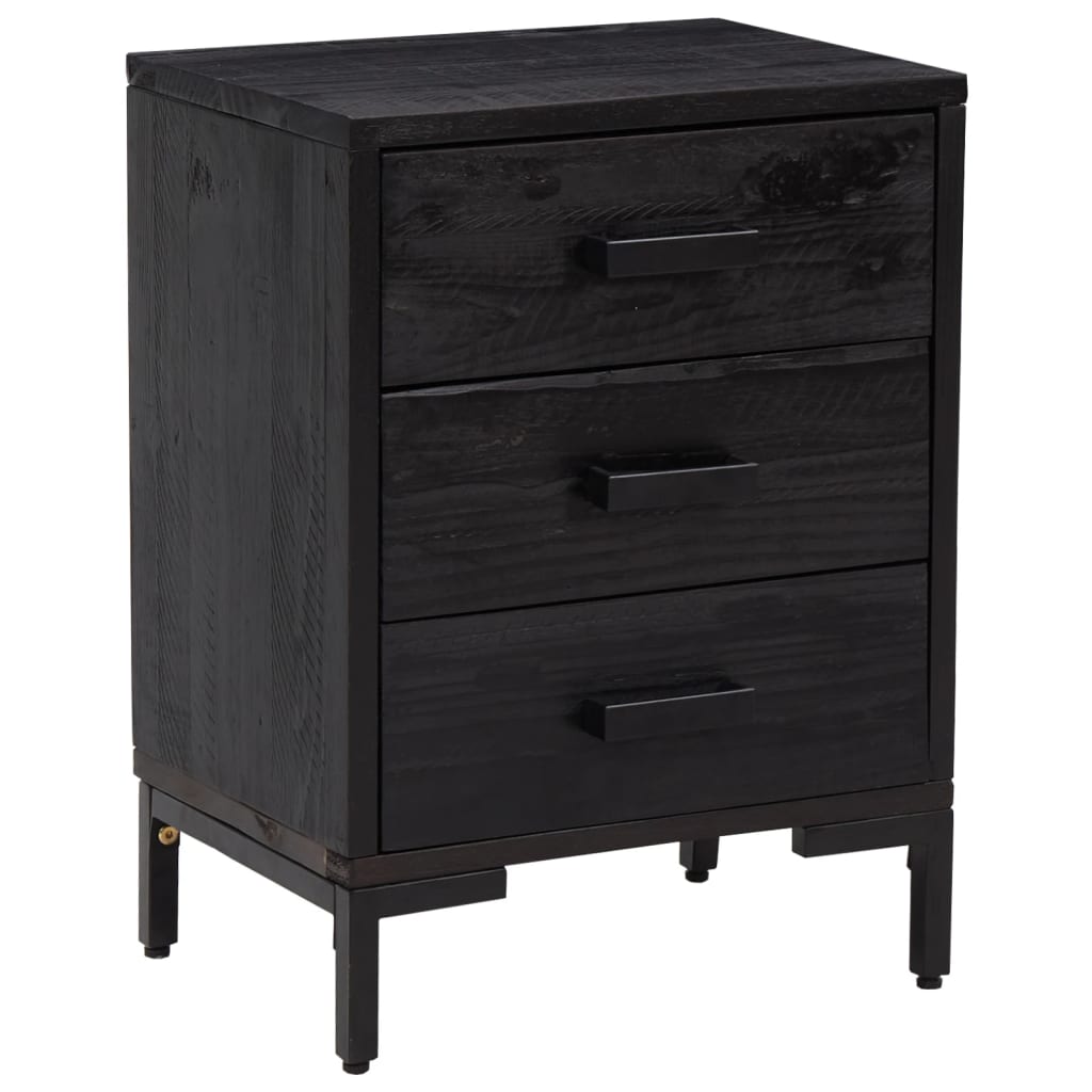 Bedside Cabinets 2 pcs Black 40x30x55 cm Solid Wood Pine