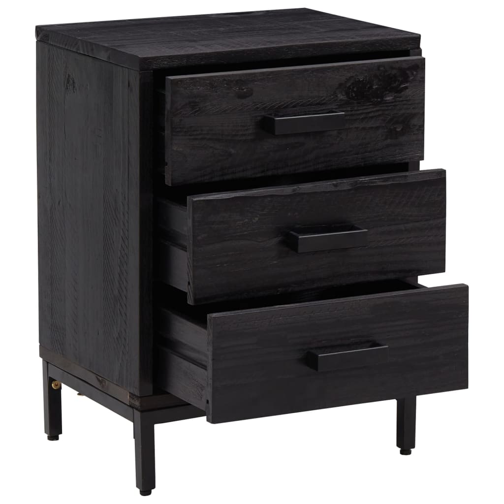 Bedside Cabinets 2 pcs Black 40x30x55 cm Solid Wood Pine