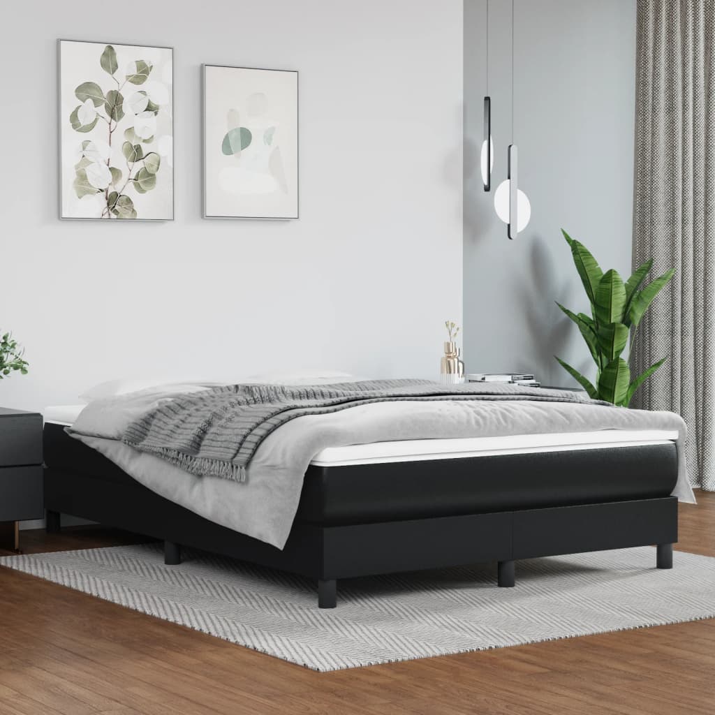 Box Spring Bed With Mattress 137X187 Cm Faux Leather