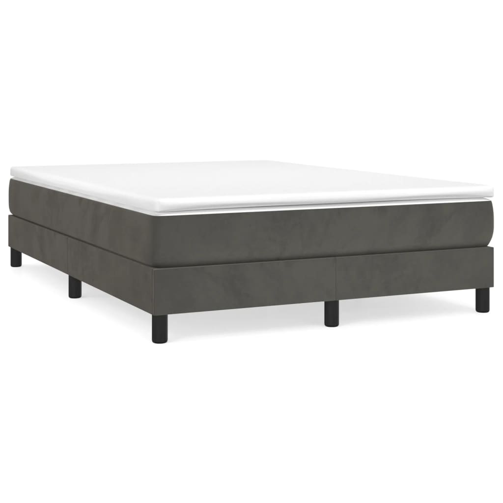 Box Spring Bed with Mattress Dark Grey 137x190 cm Velvet