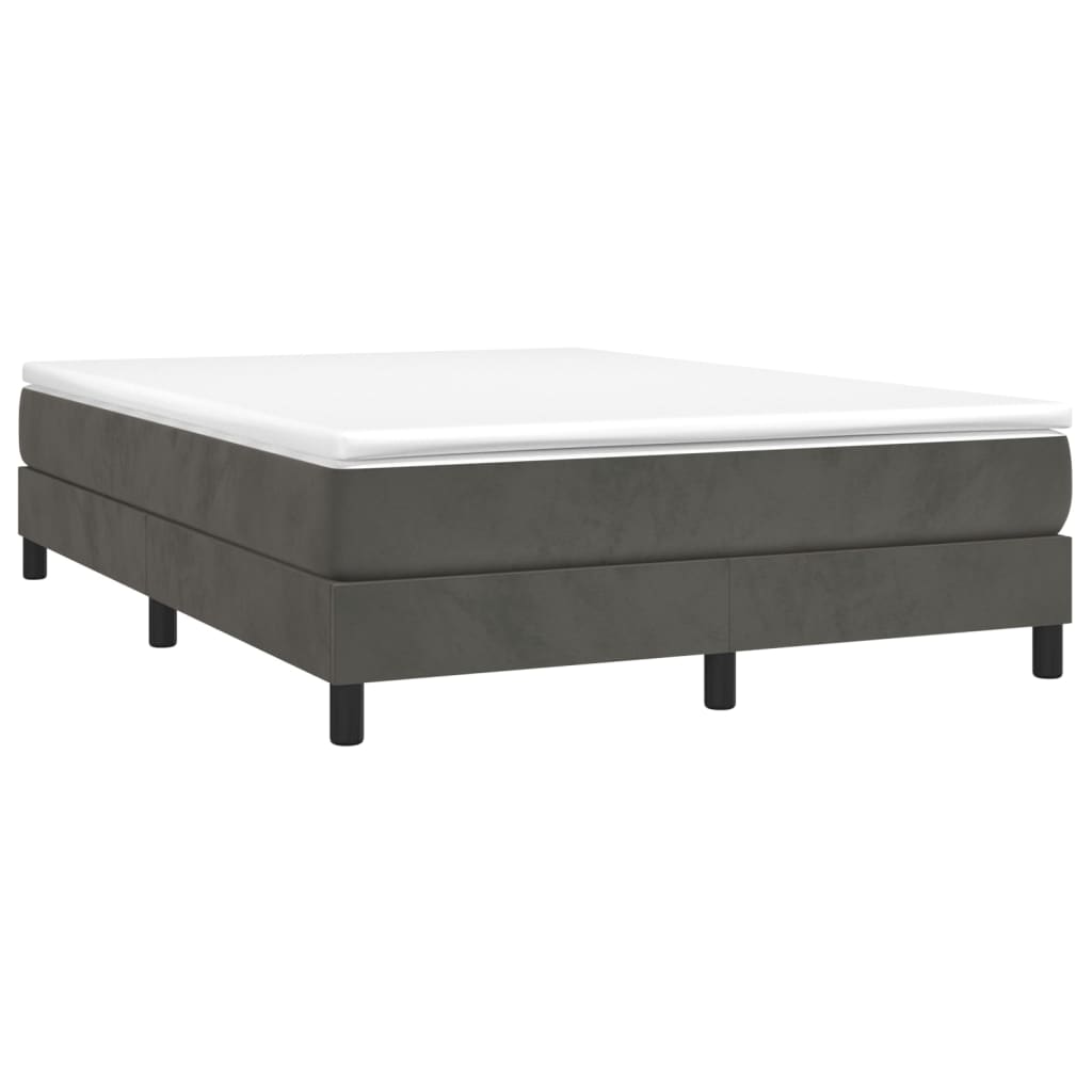 Box Spring Bed with Mattress Dark Grey 137x190 cm Velvet