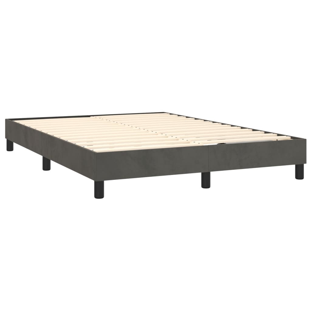 Box Spring Bed with Mattress Dark Grey 137x190 cm Velvet