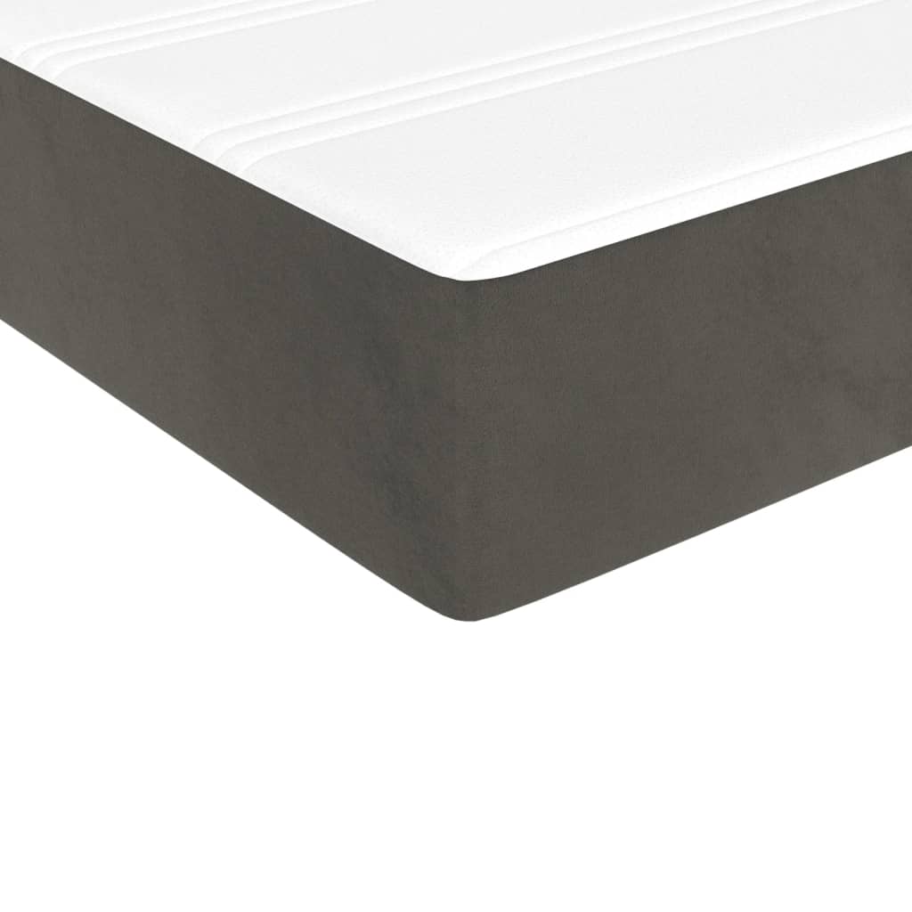 Box Spring Bed with Mattress Dark Grey 137x190 cm Velvet