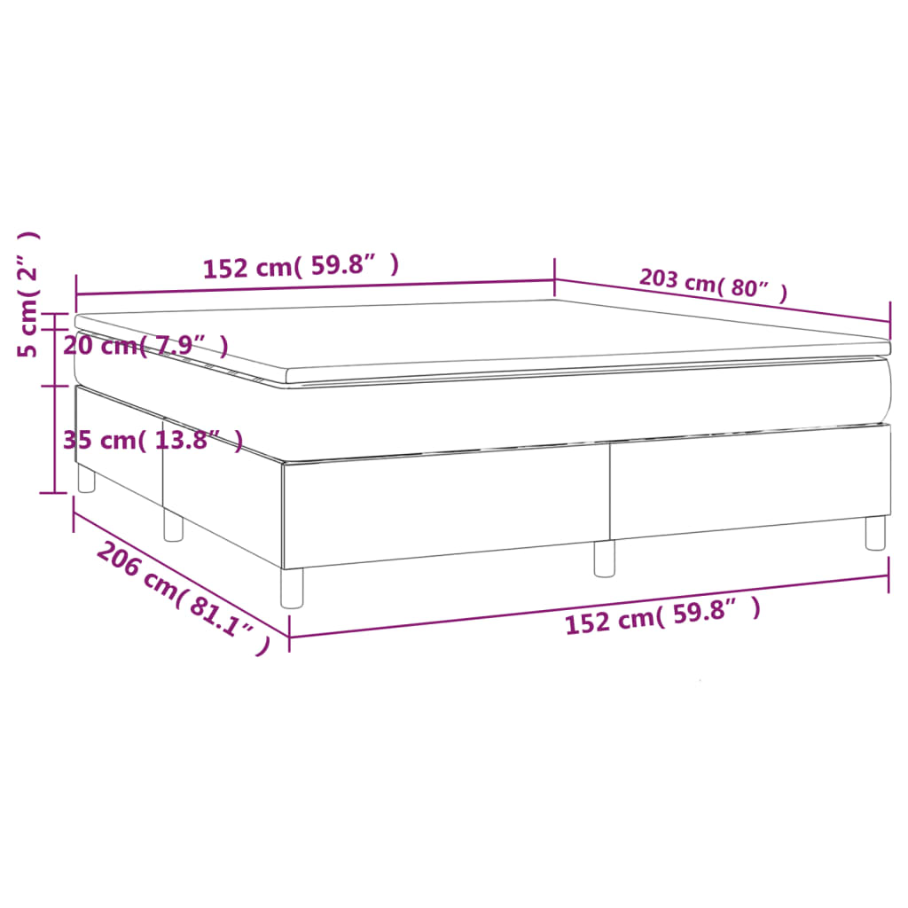 Box Spring Bed With Mattress 153X203 Cm Fabric