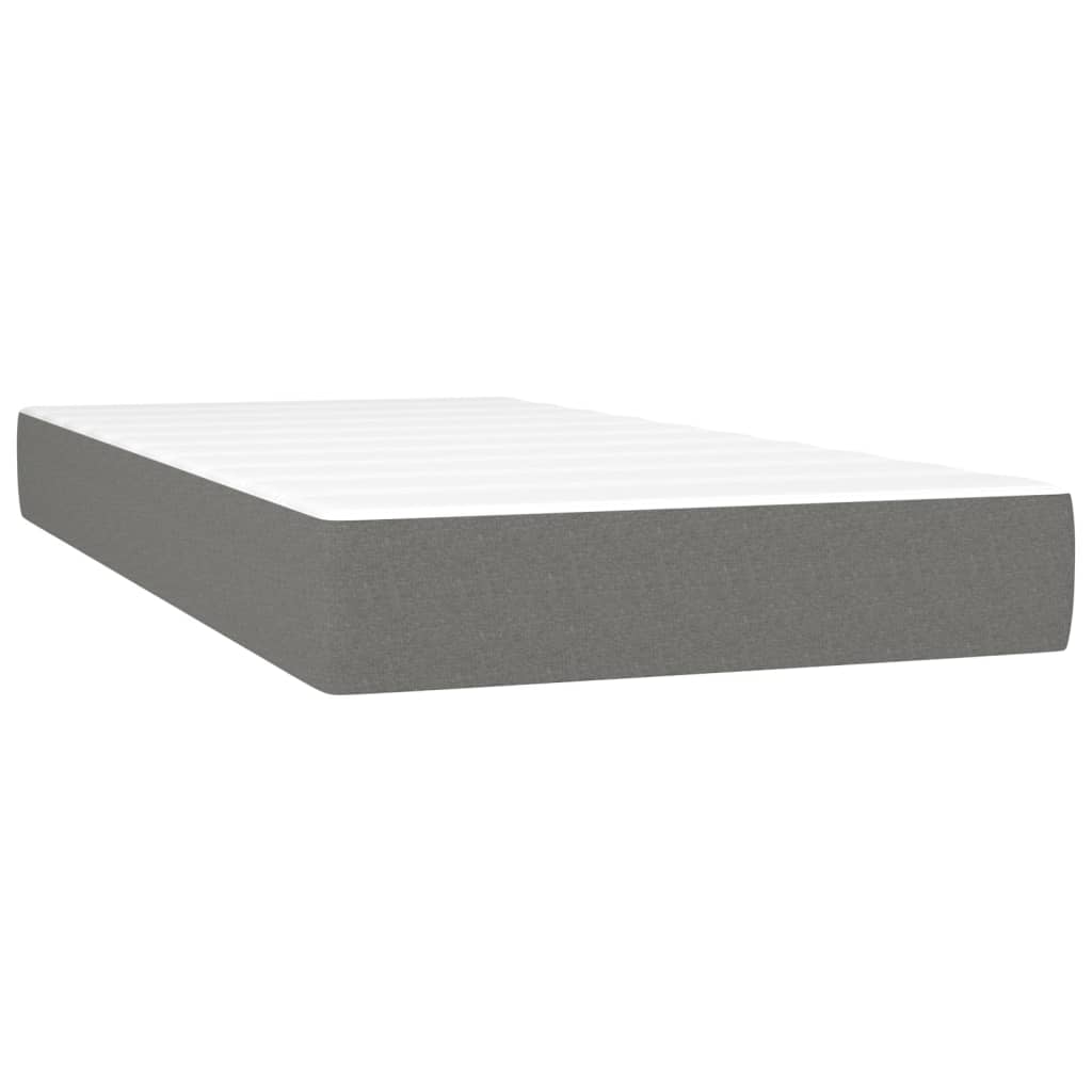 Box Spring Bed With Mattress Dark Grey 106X203 Cm King Single Size Fabric