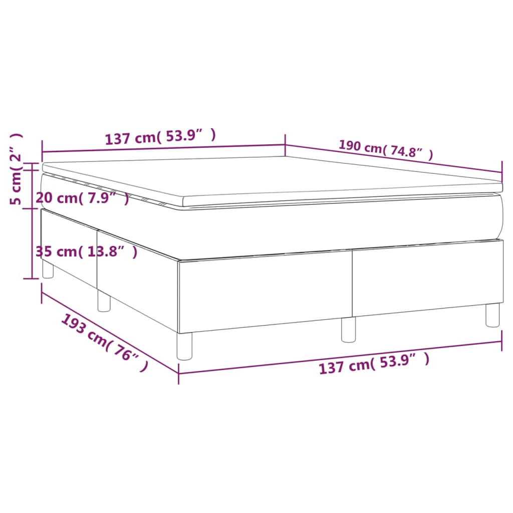 Box Spring Bed With Mattress 137X187 Cm Faux Leather