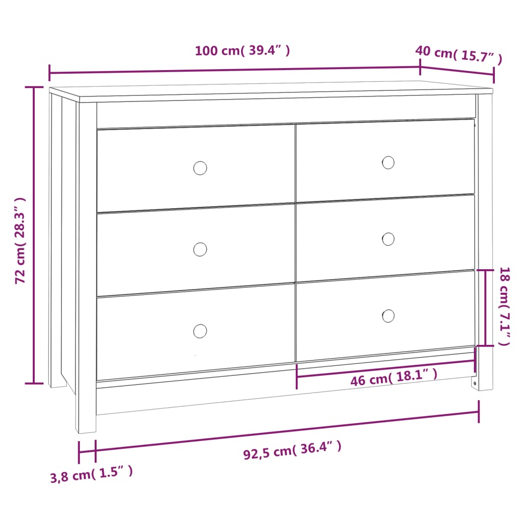 Side Cabinet Solid Wood Pine