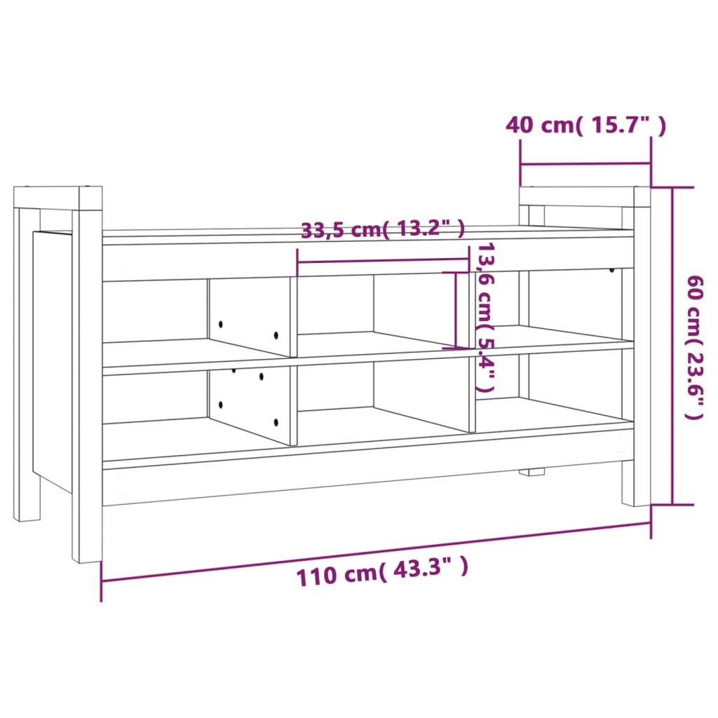 Hall Bench 110x40x60 cm Solid Wood Pine