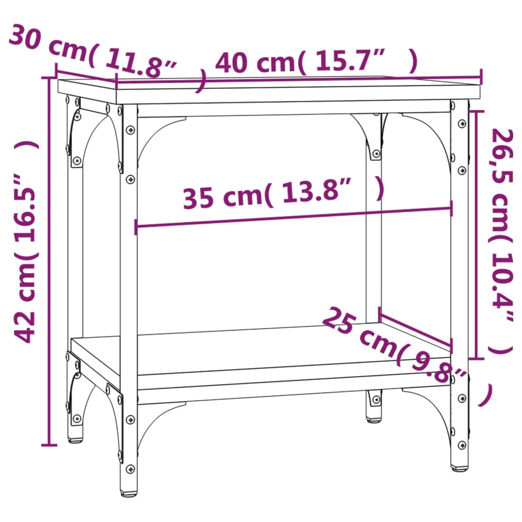 Side Table Brown Oak 40x30x42 cm Engineered Wood