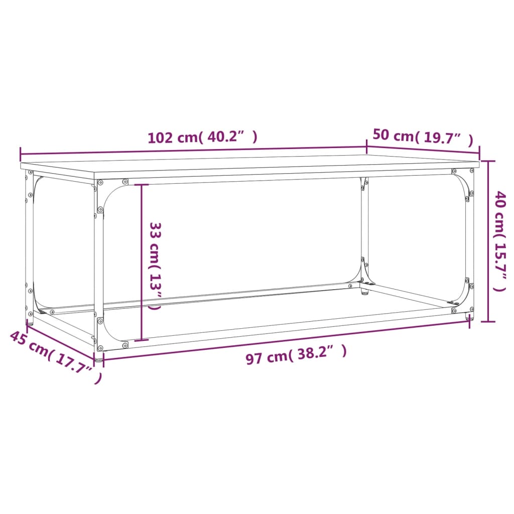 Coffee Table Engineered Wood And Iron