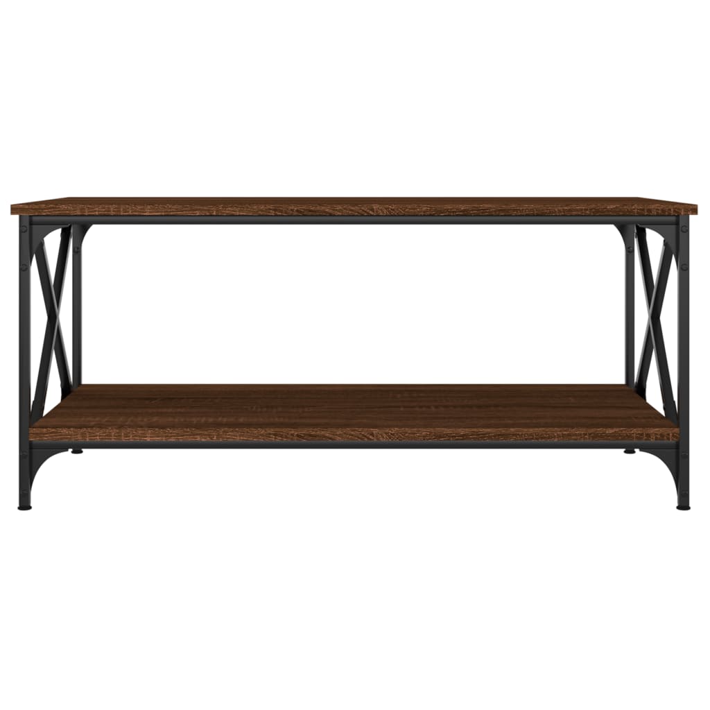 Coffee Table Brown Oak 100x50x45 cm Engineered Wood and Iron