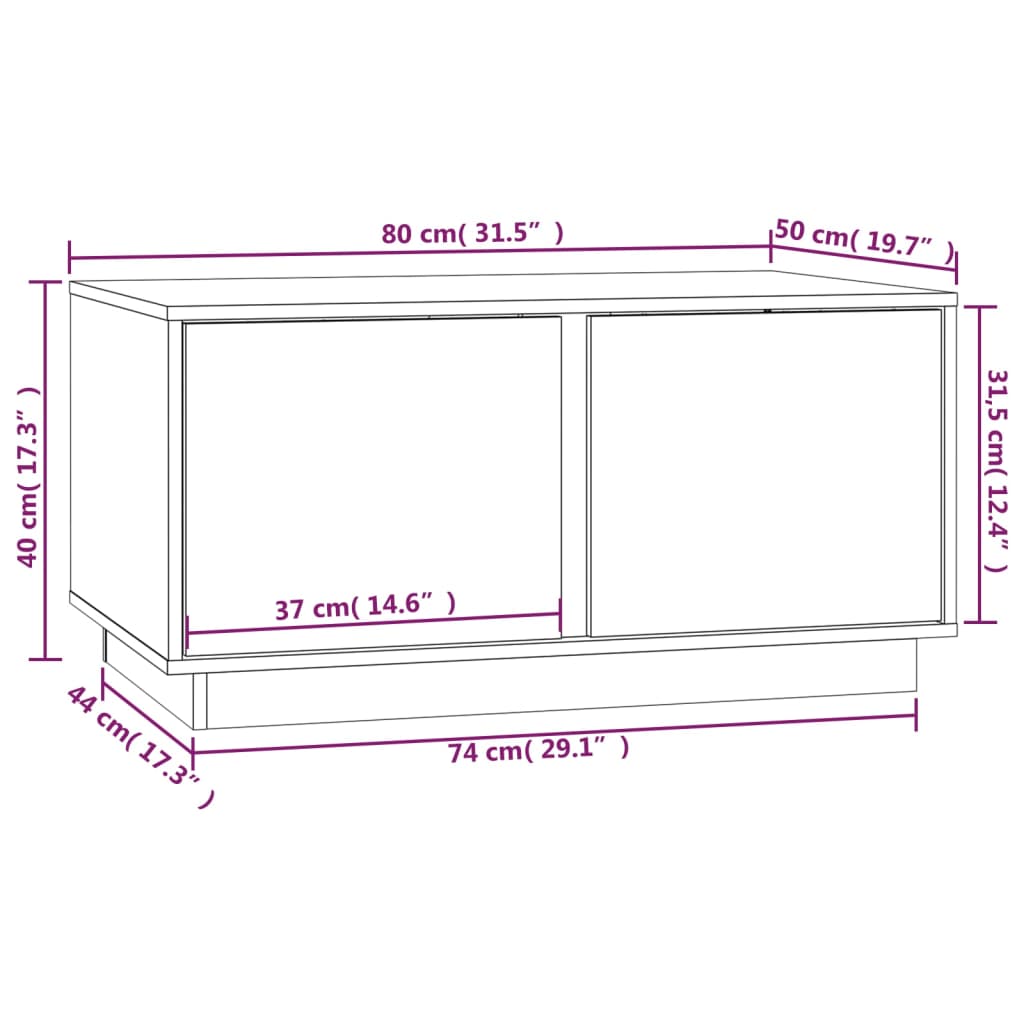 Coffee Table 80X50X40 Cm Solid Wood Pine