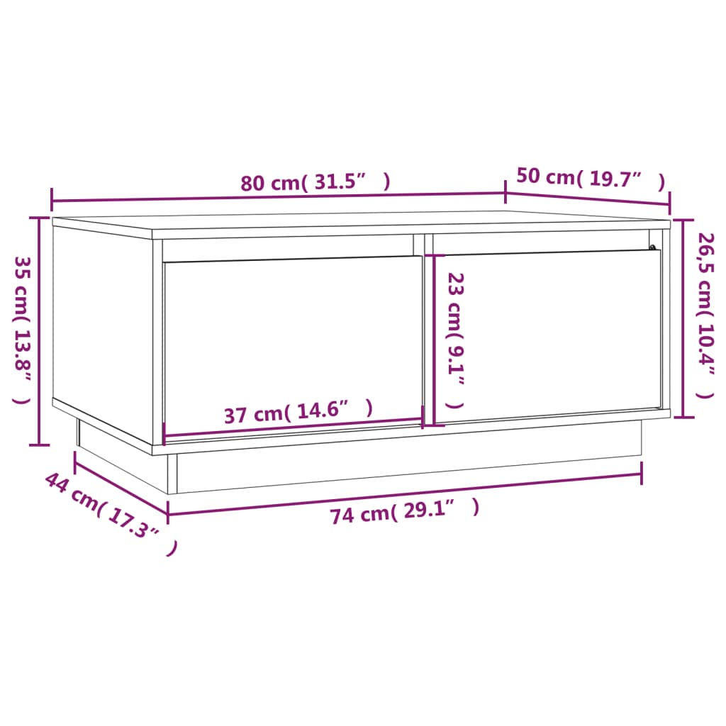 Coffee Table 80X50X35 Cm Solid Wood Pine