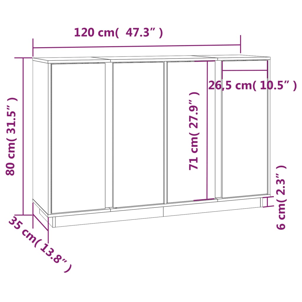 Sideboard 20X35X80 Cm Solid Wood Pine