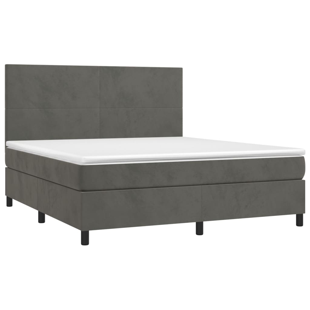 Box Spring Bed with Mattress Dark Grey 153x203 cm Queen Size Velvet