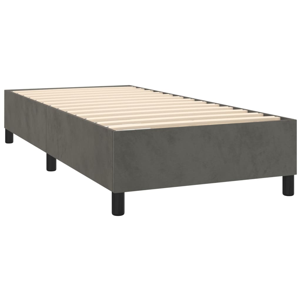 Box Spring Bed With Mattress Dark Grey 106X203 Cm Velvet