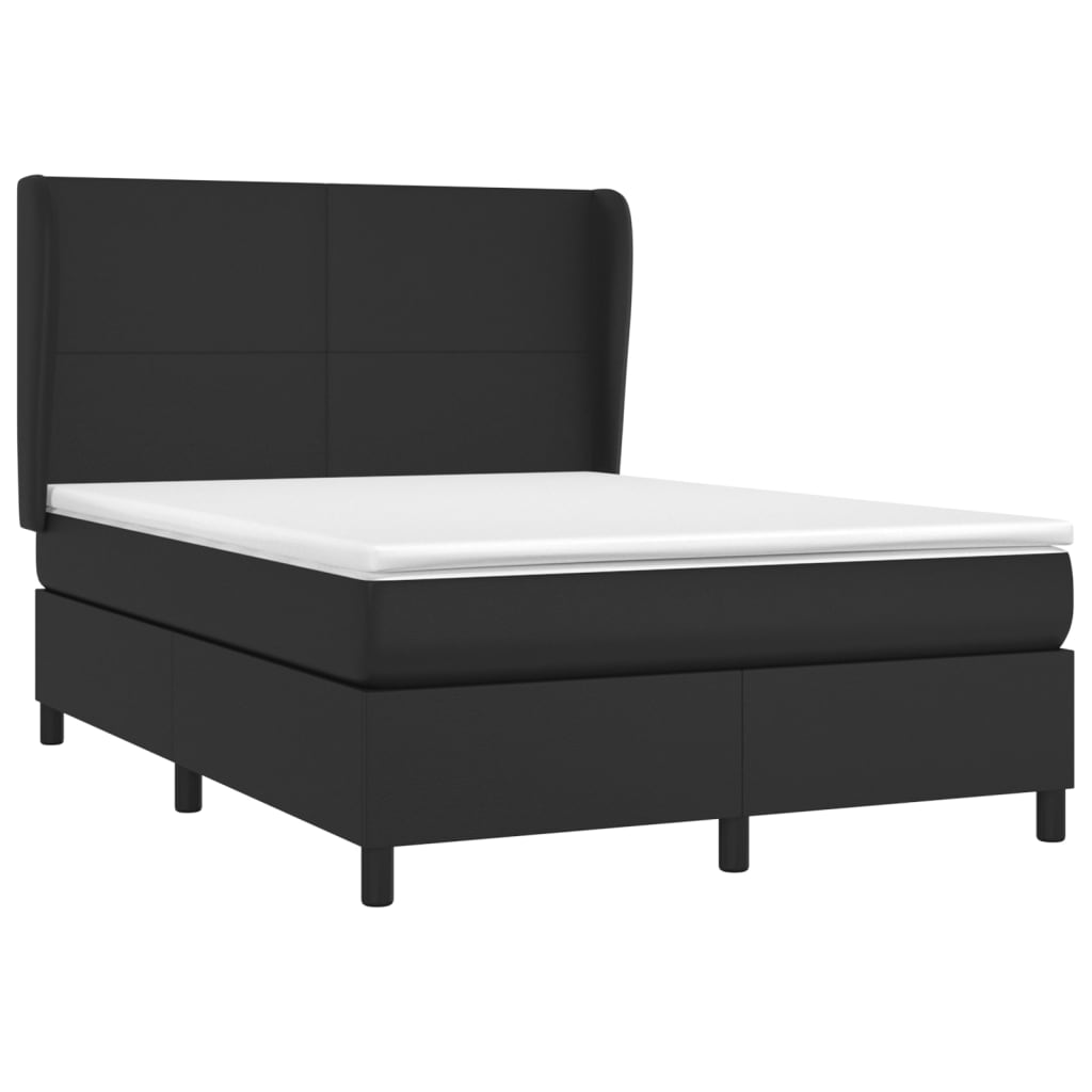 Box Spring Bed with Mattress Black 137x187 cm Double Size Faux Leather