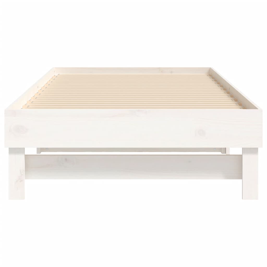 Pull-out Day Bed White 2x(92x187) cm Single Size Solid Wood Pine