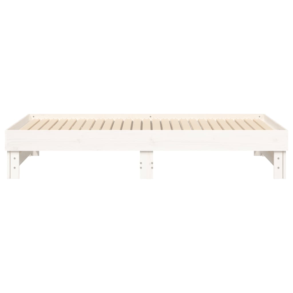 Pull-out Day Bed White 2x(92x187) cm Single Size Solid Wood Pine